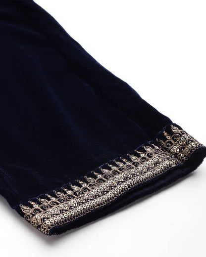 Women Velvet Kurta Pant Dupatta Set-KYAMSTORE