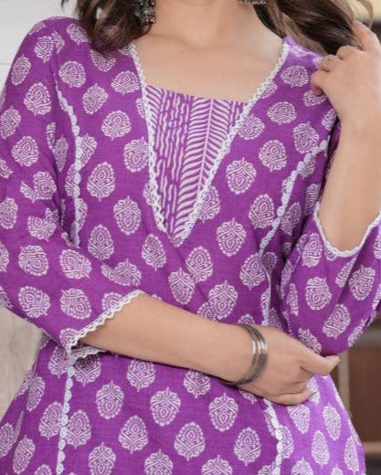 Women Viscose Rayon Kurta Palazzo Set-KYAMSTORE