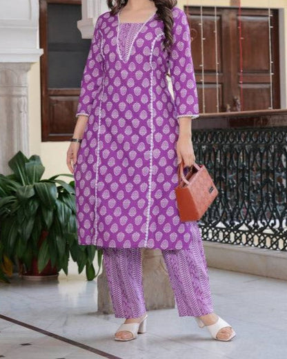 Women Viscose Rayon Kurta Palazzo Set-KYAMSTORE