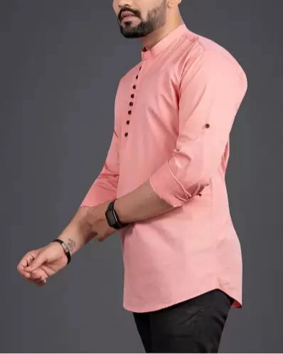 Men Solid Pure Cotton Straight Kurta (Color Variants)-KYAMSTORE