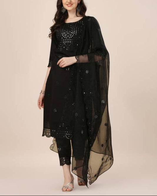 Women Viscose Rayon Kurta Pant Dupatta Set-KYAMSTORE