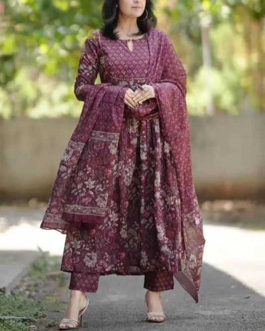 Women Viscose Rayon Kurta Pant Dupatta Set-KYAMSTORE