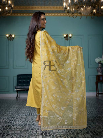 Women Chanderi Kurta Pant Dupatta Set | Delivery: 7 to 12 business days | Limited stocks available | Hurry before Sold Out