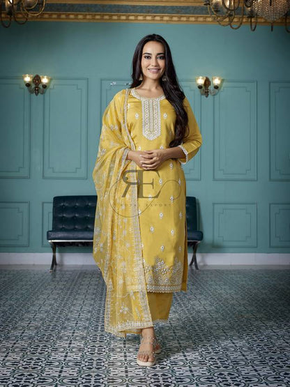 Women Chanderi Kurta Pant Dupatta Set | Delivery: 7 to 12 business days | Limited stocks available | Hurry before Sold Out