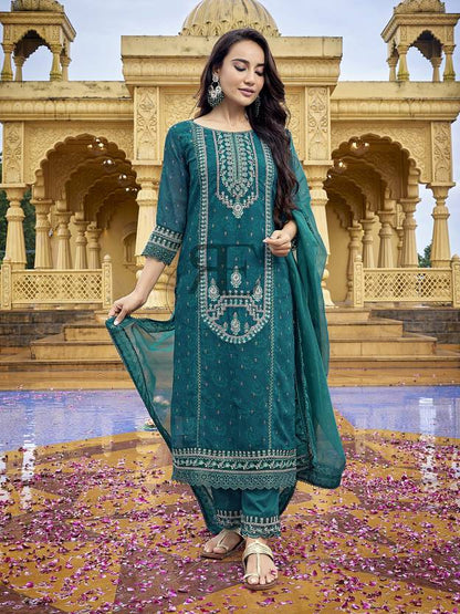Women Georgette Kurta Pant Dupatta Set