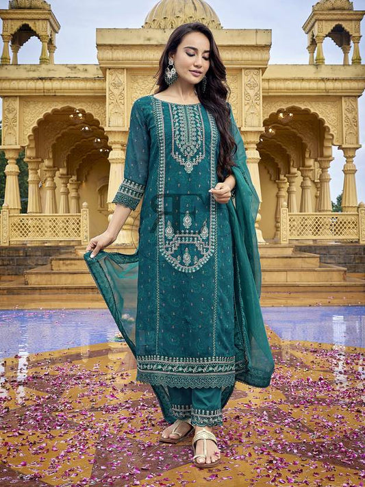 Women Georgette Kurta Pant Dupatta Set