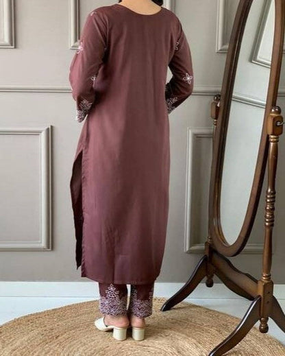 Women Chanderi Kurti Palazzo Attached Dupatta Set-KYAMSTORE