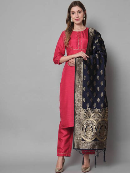 Women Cotton Silk Kurta Pant Dupatta Set