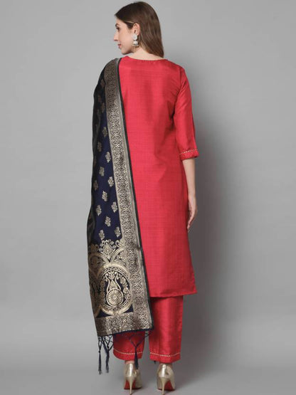 Women Cotton Silk Kurta Pant Dupatta Set