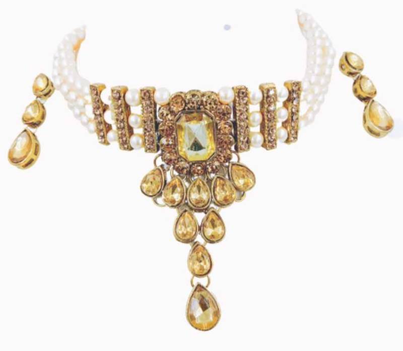 Brass Brass White Jewel Set  (Pack of 1)-KYAMSTORE