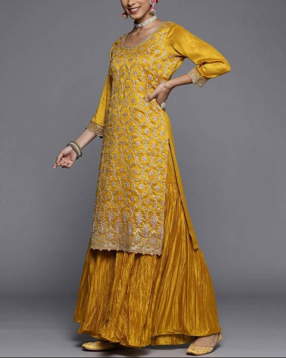 Women Silk Blend Kurta Sharara Set-KYAMSTORE