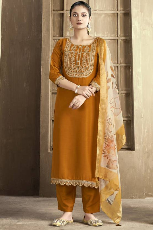 Women Silk Blend Kurta Pant Dupatta Set | Delivery: 10 to 12 business days | Limited stocks available