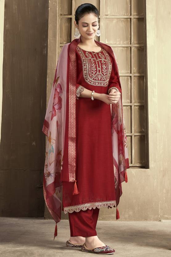 Women Silk Blend Kurta Pant Dupatta Set | Delivery: 10 to 12 business days | Limited stocks available