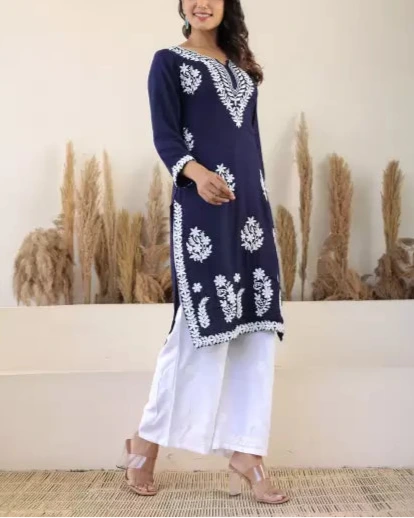 Women Cotton Rayon Kurti Palazzo Set (Colors Variants)-KYAMSTORE