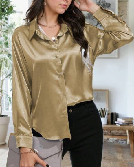 Women Regular Fit Solid Spread Collar Casual Shirt-KYAMSTORE