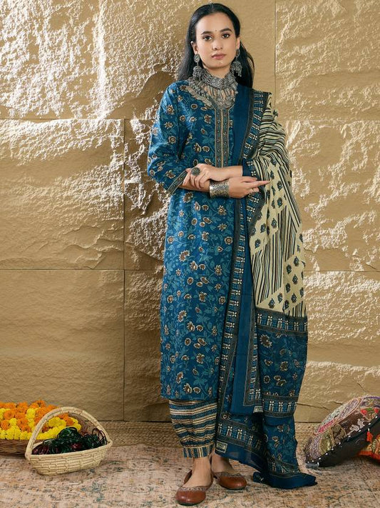 Women Pure Cotton Kurta Salwar Dupatta Set | Delivery: 10 to 12 business days | Limited stocks available