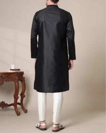 Men Solid Cotton Silk Straight Kurta (Color Variants)-KYAMSTORE