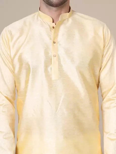 Men Solid Cotton Silk Straight Kurta (Color Variants)-KYAMSTORE