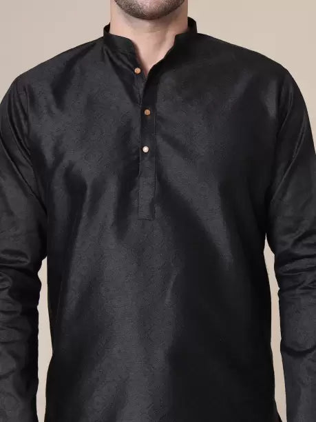 Men Solid Cotton Silk Straight Kurta (Color Variants)-KYAMSTORE