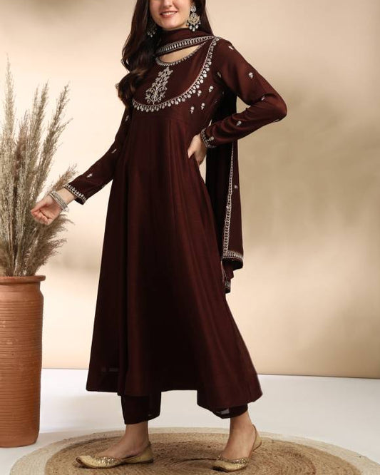 Women Silk Blend Kurta Pant Dupatta Set-KYAMSTORE