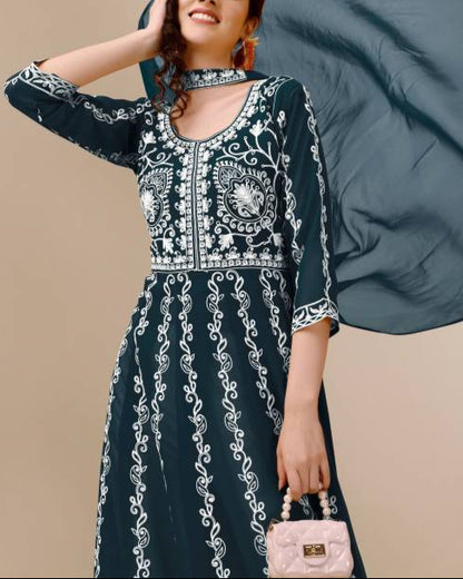 Women Georgette Kurta Dupatta Set-KYAMSTORE