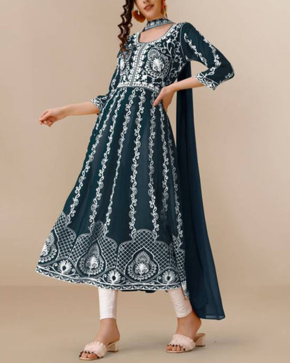 Women Georgette Kurta Dupatta Set-KYAMSTORE