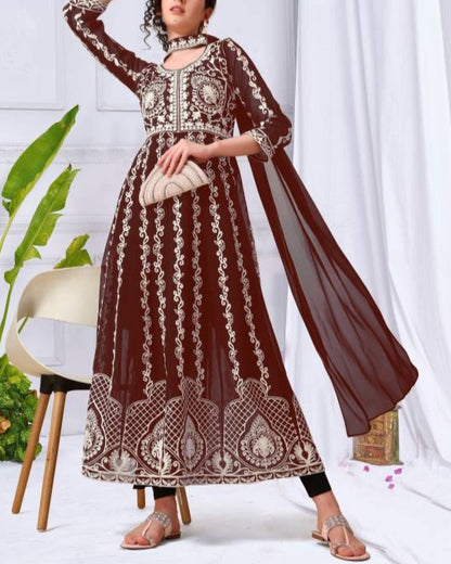 Women Georgette Kurta Dupatta Set-KYAMSTORE