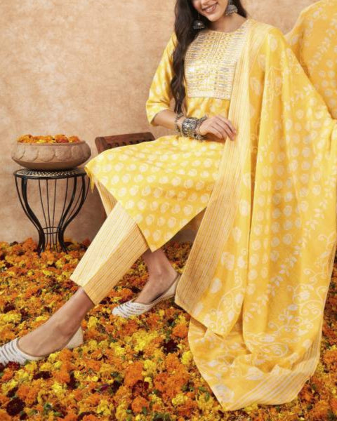 Women Pure Cotton Kurta Pant Set-KYAMSTORE