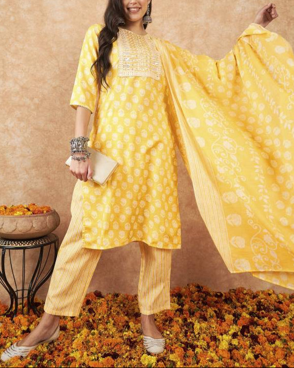 Women Pure Cotton Kurta Pant Set-KYAMSTORE