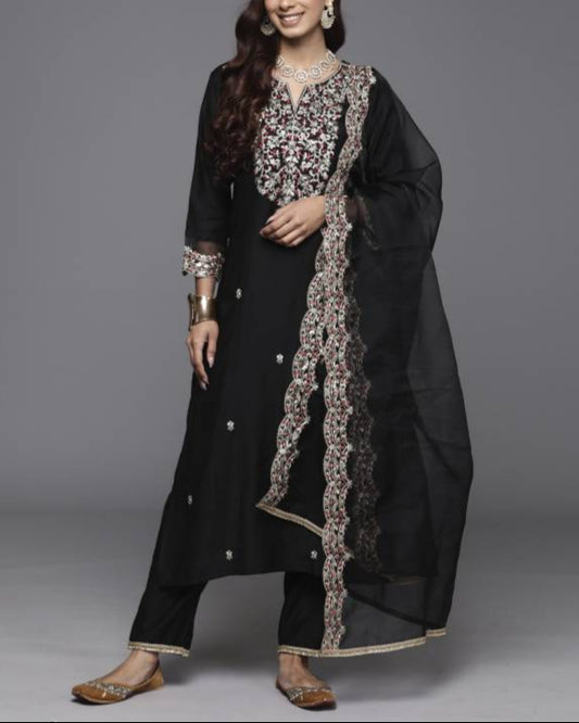 Women Viscose Rayon Kurta Pant Dupatta Set-KYAMSTORE