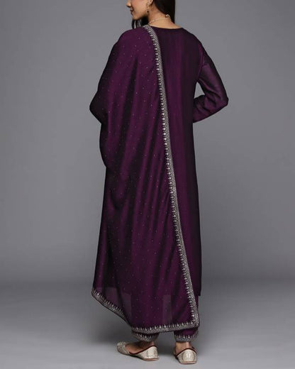 Women Silk Blend Kurta Pant Dupatta Set-KYAMSTORE