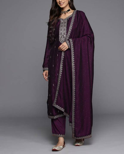 Women Silk Blend Kurta Pant Dupatta Set-KYAMSTORE