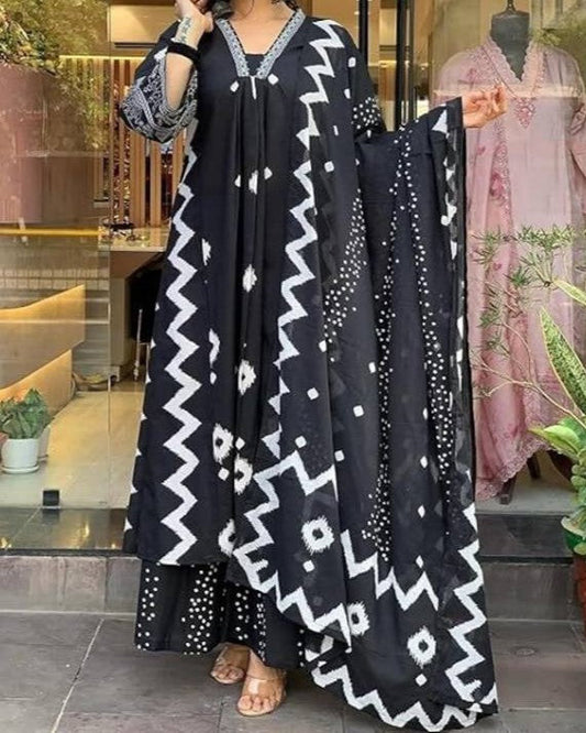Women Viscose Rayon Kurta Pant Dupatta Set-KYAMSTORE