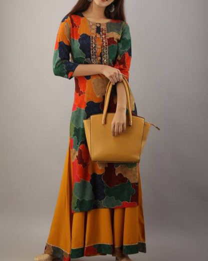 Women Viscose Rayon Kurta Palazzo Set-KYAMSTORE