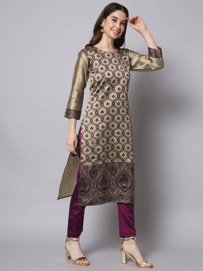 Women Cotton Silk Kurta Pant Set