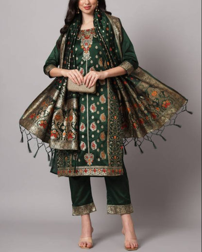 Women Cotton Silk Kurta Pant Dupatta Set-KYAMSTORE