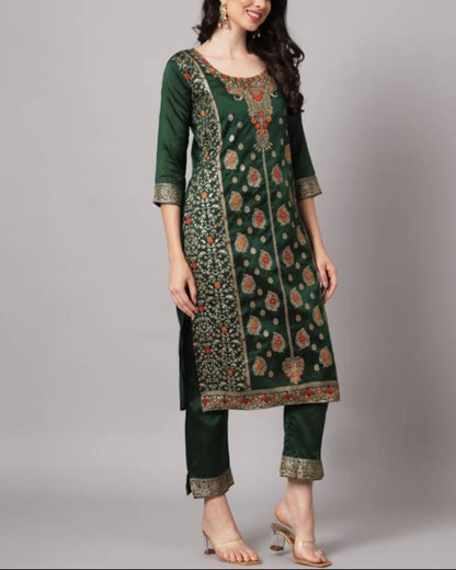 Women Cotton Silk Kurta Pant Dupatta Set-KYAMSTORE