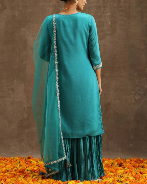 Women Silk Blend Kurta Sharara Set-KYAMSTORE