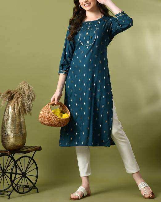 Women Viscose Rayon Kurta Pant Set-KYAMSTORE