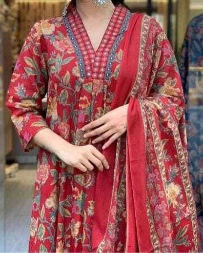 Women Cotton Rayon Kurta Palazzo Dupatta Set-KYAMSTORE