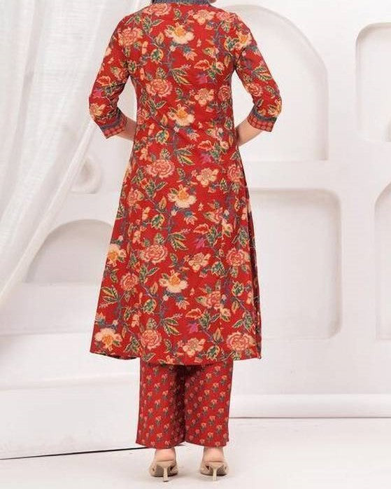 Women Cotton Rayon Kurta Palazzo Dupatta Set-KYAMSTORE