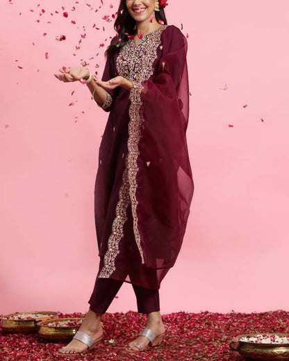 Women Viscose Rayon Kurta Pant Dupatta Set-KYAMSTORE