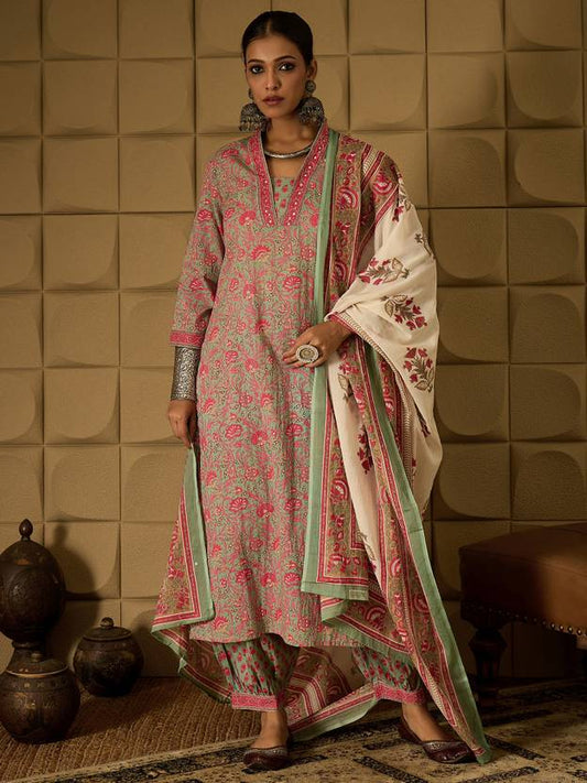 Women Pure Cotton Kurta Salwar Dupatta Set | Delivery: 10 to 12 business days | Limited stocks available