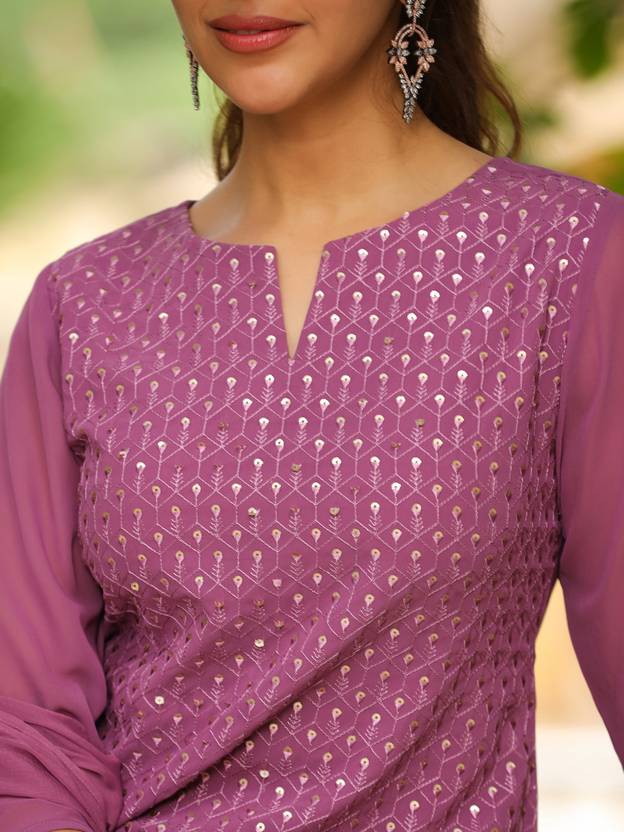 Women Georgette Kurta Sharara Dupatta Set | Delivery: 10 to 12 business days | Limited stocks available