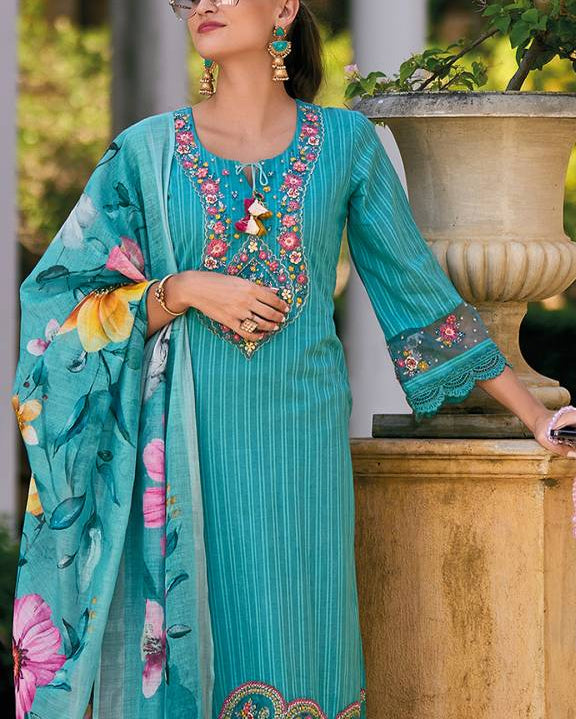 Women Pure Cotton Kurta Pant Dupatta Set-KYAMSTORE
