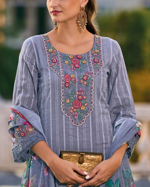 Women Pure Cotton Kurta Pant Dupatta Set-KYAMSTORE