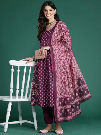 Women Pure Cotton Kurta Pant Dupatta Set | Delivery: 10 to 12 business days | Limited stocks available