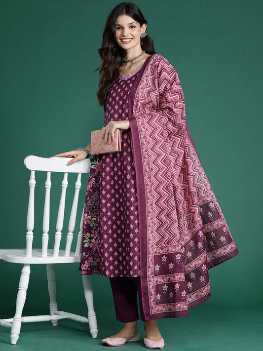 Women Pure Cotton Kurta Pant Dupatta Set | Delivery: 10 to 12 business days | Limited stocks available