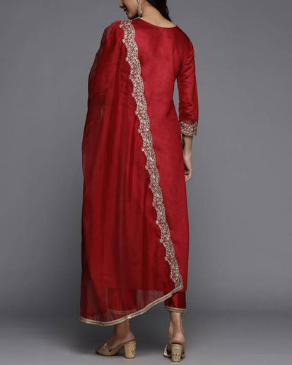 Women Viscose Rayon Kurta Pant Dupatta Set-KYAMSTORE