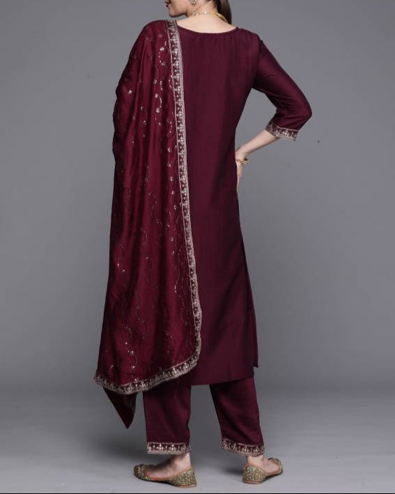 Women Cotton Blend Kurta Pant Dupatta Set-KYAMSTORE